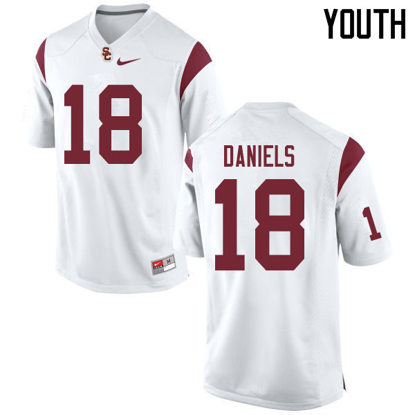 Youth #18 JT Daniels USC Trojans College Football Jerseys Sale-White - Click Image to Close